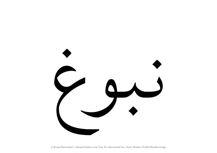 The name Nubugh written in naskh