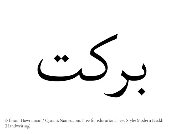 The name Barakat written in naskh