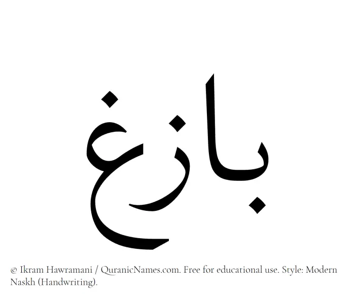 The name Bazigh written in naskh
