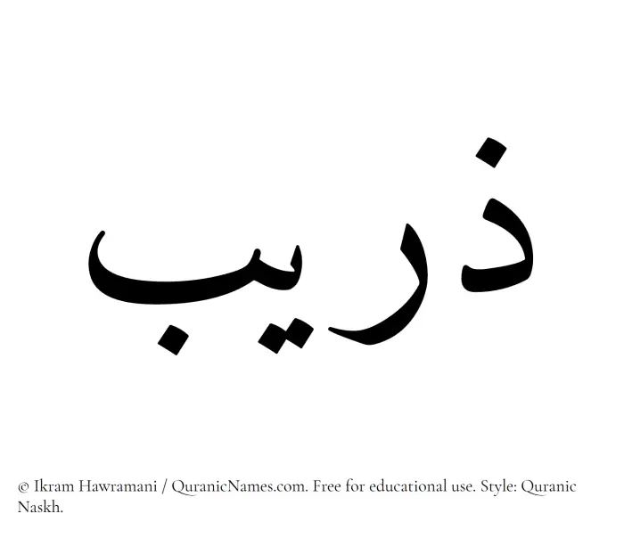 The name Zuraib written in Quranic naskh
