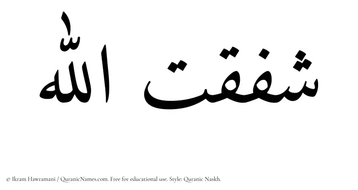 The name Shafaqatullah written in Quranic naskh