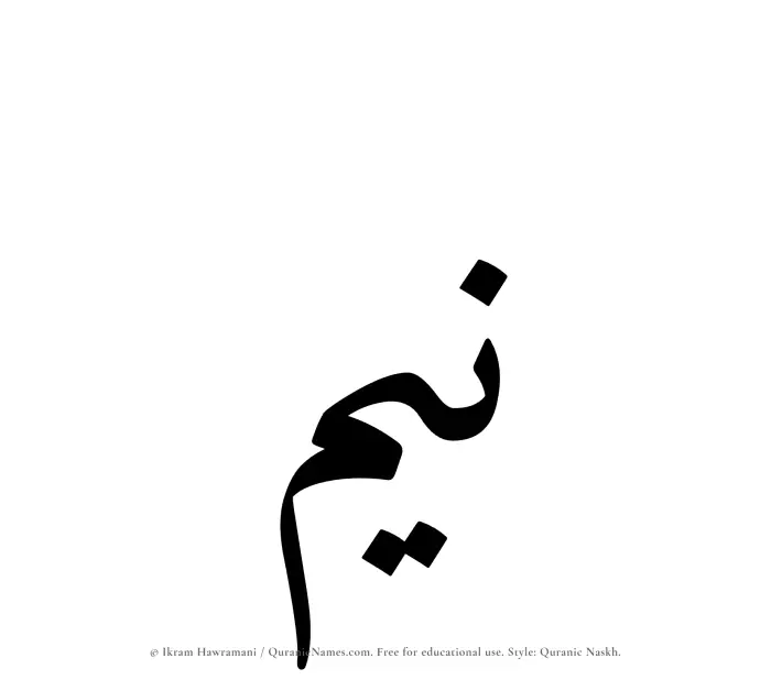 The name Neem written in Quranic naskh