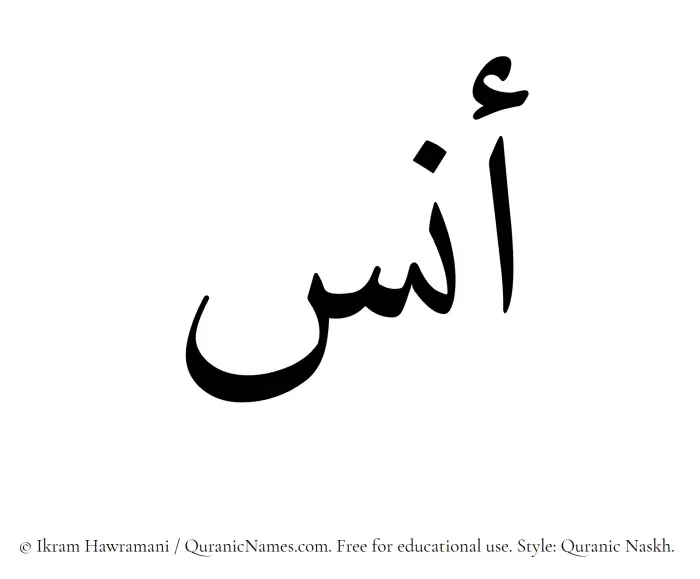 The name Anas written in Quranic naskh