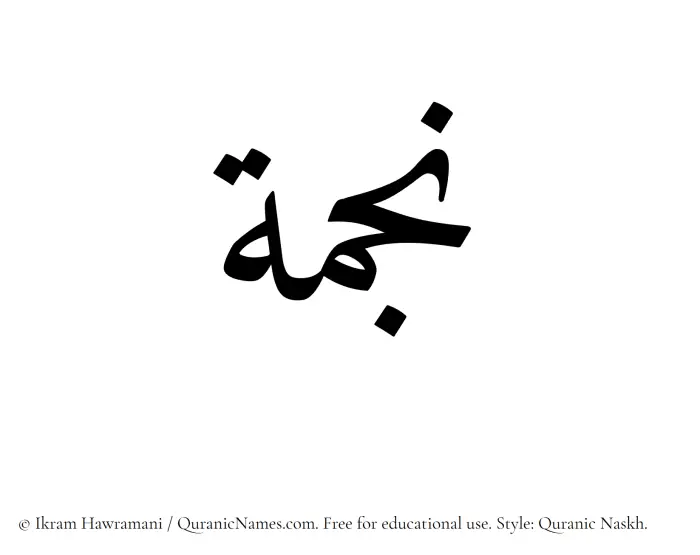 The name Najma written in Quranic naskh