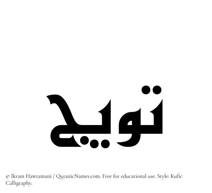 The name Tuwaij written in Kufi/Kufic
