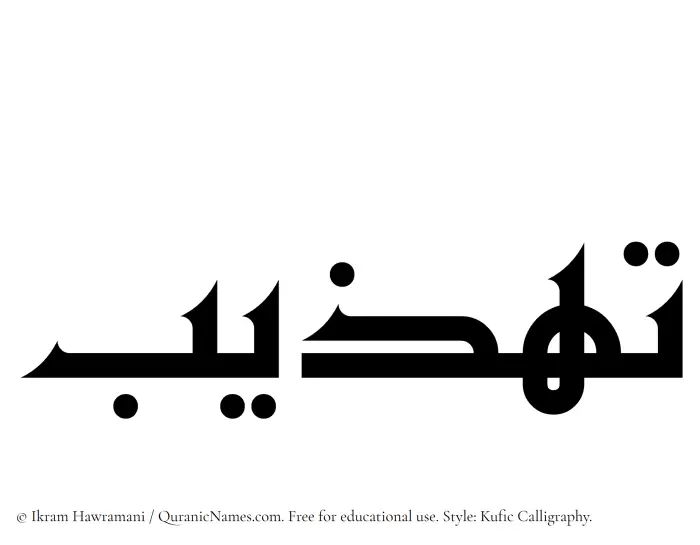 The name Tahzeeb written in Kufi/Kufic