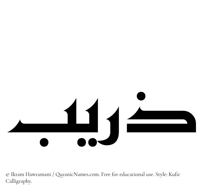 The name Zuraib written in Kufi/Kufic