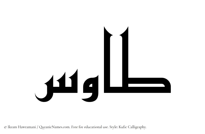 The name Tawus written in Kufi/Kufic