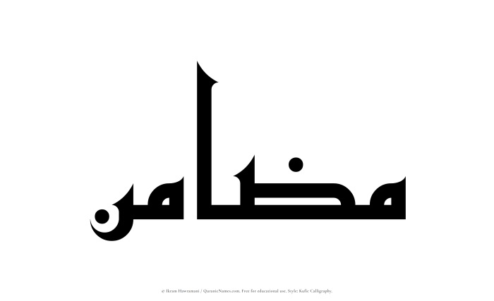 The name Mazamin written in Kufi/Kufic