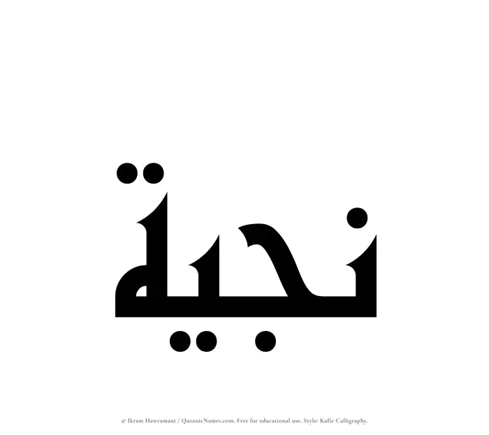 The name Najiyyah written in Kufi/Kufic