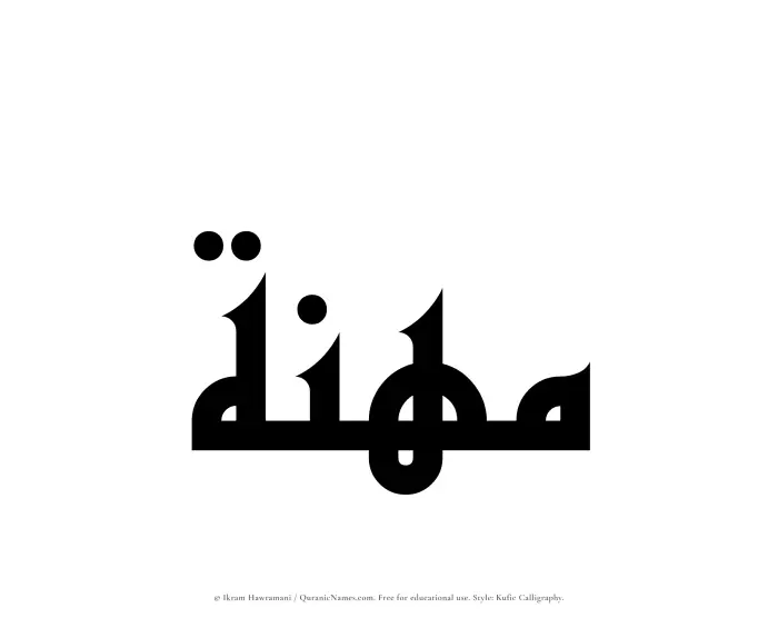 The name Muhannah written in Kufi/Kufic