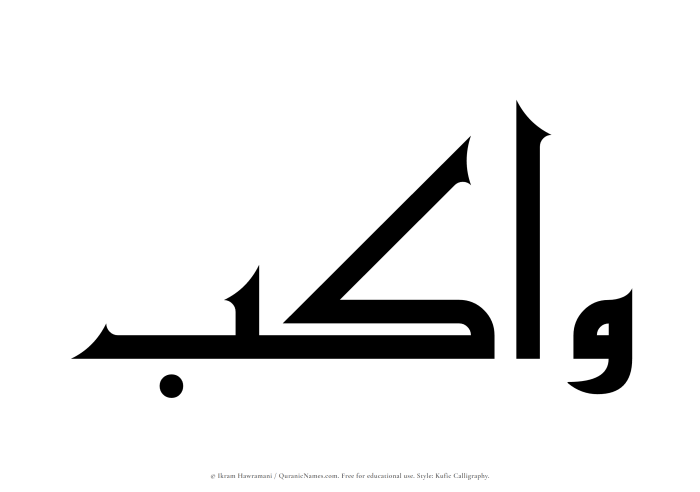 The name Wakib written in Kufi/Kufic