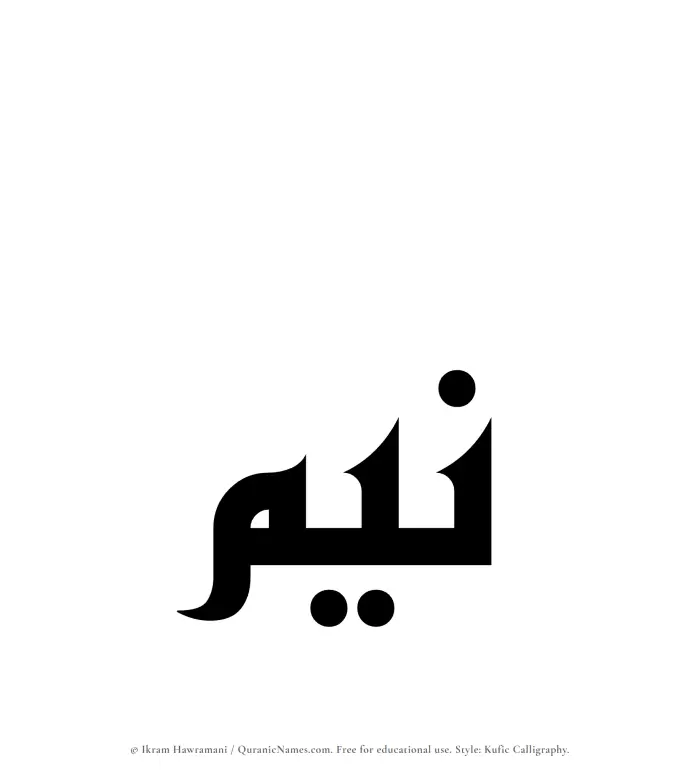 The name Neem written in Kufi/Kufic