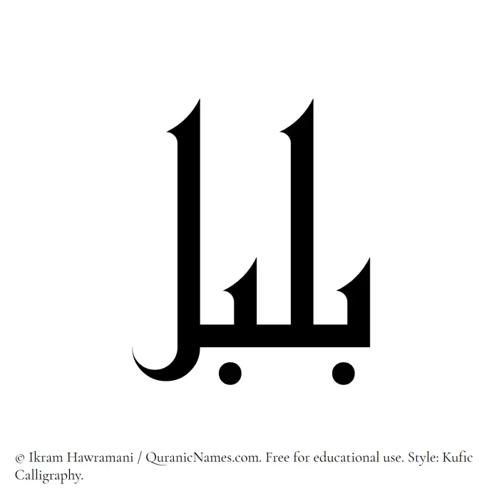 The name Bulbul written in Kufi/Kufic