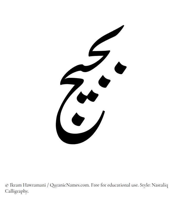 The Muslim name word Bujaij written in Nastaliq