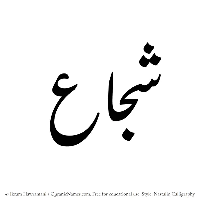 The Muslim name word Shujaa written in Nastaliq