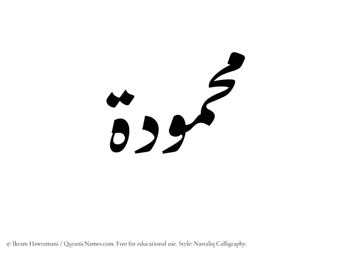 The Muslim name word Mahmudah written in Nastaliq
