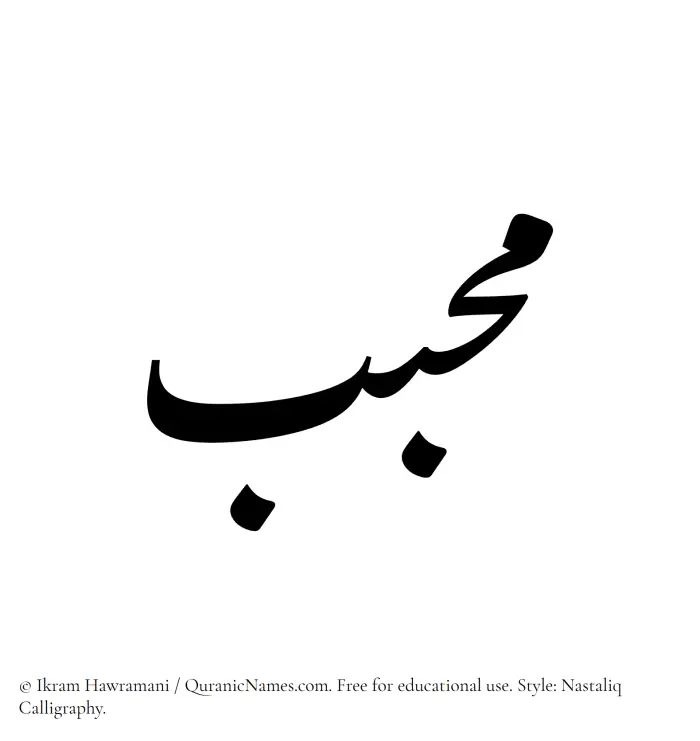 The Muslim name word Muhabbib written in Nastaliq