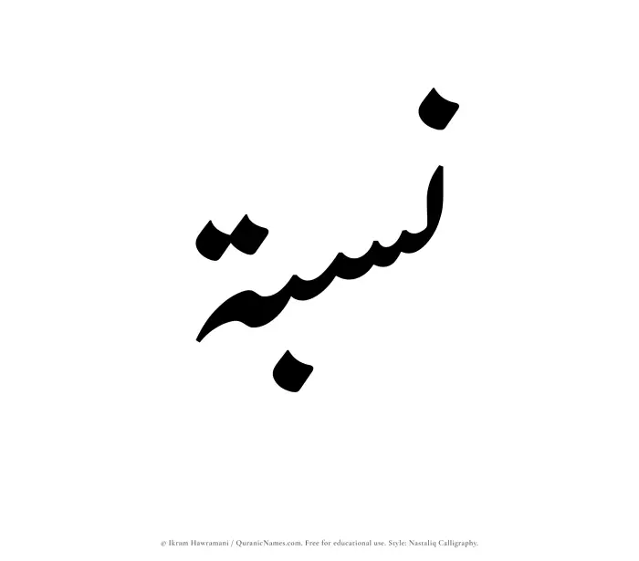 The Muslim name word Nisbah written in Nastaliq