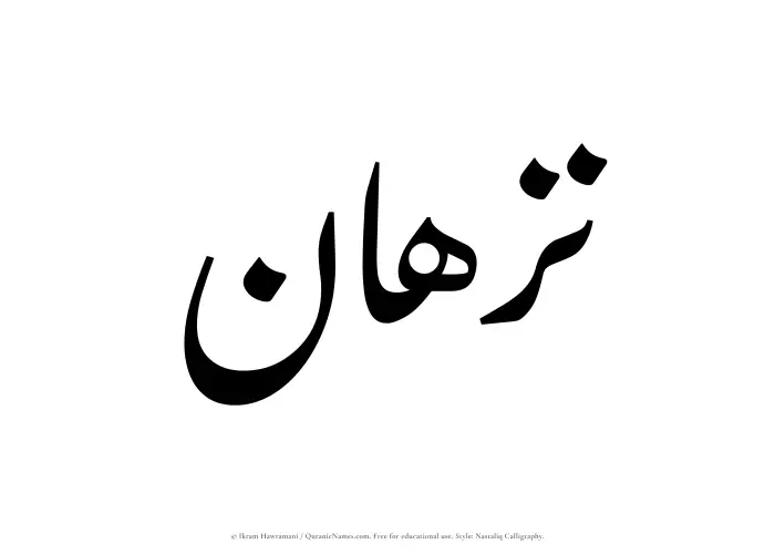The Muslim name word Nazhan written in Nastaliq