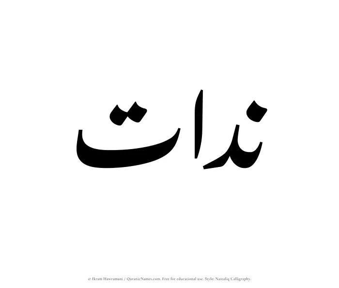 The Muslim name word Niddat written in Nastaliq