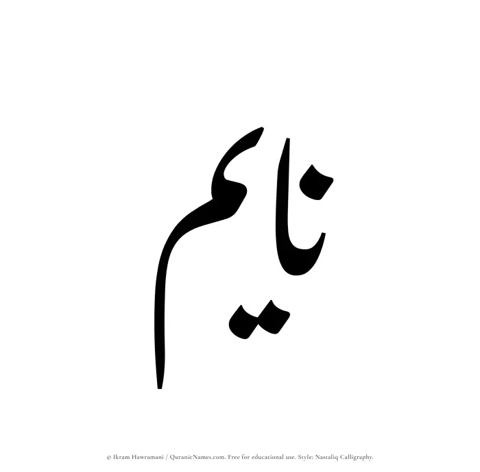 The Muslim name word Nayem written in Nastaliq