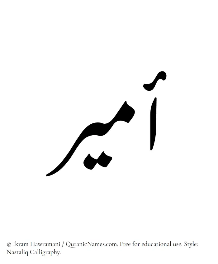 The Muslim name word Amir written in Nastaliq