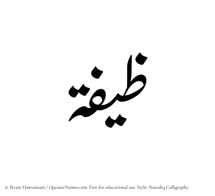 The Muslim name word Zeifa written in Nastaliq