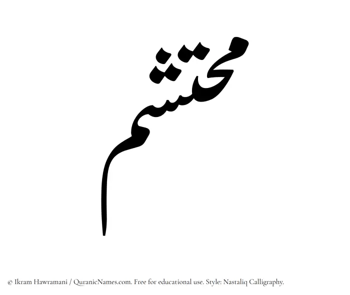 The Muslim name word Muhtashim written in Nastaliq